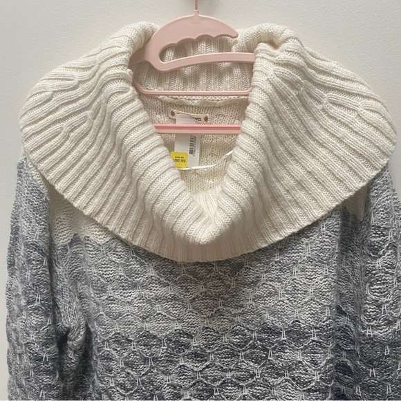 Ruff Hewn Cowl Neck Sweater Cream Grey Black Women's Size 1X - Picture 2 of 7
